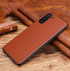 Soft Luxury Leather Snap On Case Cover R01 for Samsung Galaxy Note 10 5G Brown