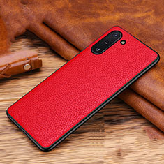 Soft Luxury Leather Snap On Case Cover R01 for Samsung Galaxy Note 10 5G Red