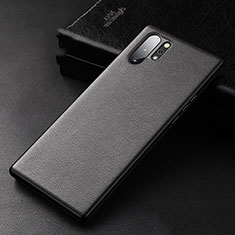 Soft Luxury Leather Snap On Case Cover R01 for Samsung Galaxy Note 10 Plus 5G Black