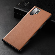Soft Luxury Leather Snap On Case Cover R01 for Samsung Galaxy Note 10 Plus 5G Orange