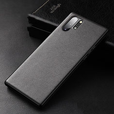 Soft Luxury Leather Snap On Case Cover R01 for Samsung Galaxy Note 10 Plus Black