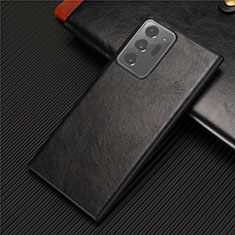 Soft Luxury Leather Snap On Case Cover R01 for Samsung Galaxy Note 20 Ultra 5G Black