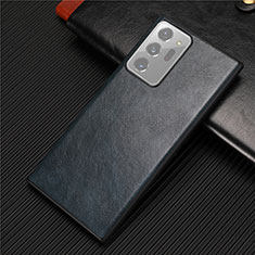 Soft Luxury Leather Snap On Case Cover R01 for Samsung Galaxy Note 20 Ultra 5G Blue
