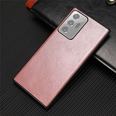 Soft Luxury Leather Snap On Case Cover R01 for Samsung Galaxy Note 20 Ultra 5G Rose Gold
