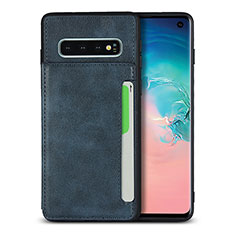 Soft Luxury Leather Snap On Case Cover R01 for Samsung Galaxy S10 5G Blue