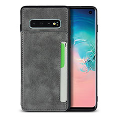 Soft Luxury Leather Snap On Case Cover R01 for Samsung Galaxy S10 5G Gray