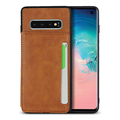Soft Luxury Leather Snap On Case Cover R01 for Samsung Galaxy S10 5G Orange