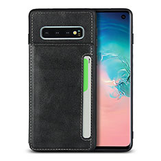 Soft Luxury Leather Snap On Case Cover R01 for Samsung Galaxy S10 Black