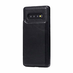 Soft Luxury Leather Snap On Case Cover R01 for Samsung Galaxy S10 Plus Black