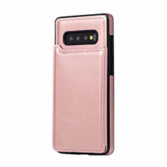 Soft Luxury Leather Snap On Case Cover R01 for Samsung Galaxy S10 Plus Rose Gold