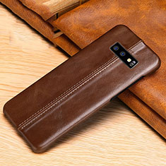 Soft Luxury Leather Snap On Case Cover R01 for Samsung Galaxy S10e Brown
