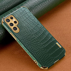 Soft Luxury Leather Snap On Case Cover R01 for Samsung Galaxy S22 Ultra 5G Green