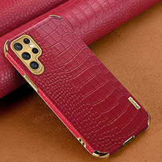 Soft Luxury Leather Snap On Case Cover R01 for Samsung Galaxy S22 Ultra 5G Red