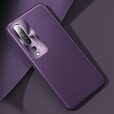 Soft Luxury Leather Snap On Case Cover R01 for Xiaomi Mi 10 Purple