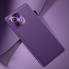 Soft Luxury Leather Snap On Case Cover R01 for Xiaomi Mi 11 5G Purple