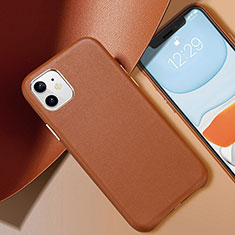 Soft Luxury Leather Snap On Case Cover R02 for Apple iPhone 11 Brown