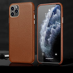 Soft Luxury Leather Snap On Case Cover R02 for Apple iPhone 11 Pro Brown
