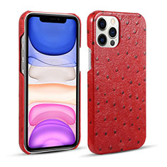 Soft Luxury Leather Snap On Case Cover R02 for Apple iPhone 12 Pro Max Red