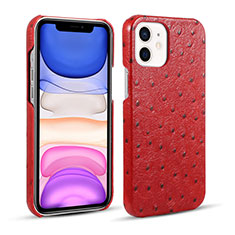 Soft Luxury Leather Snap On Case Cover R02 for Apple iPhone 12 Red