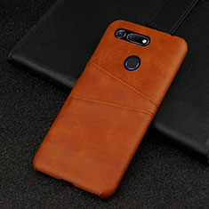 Soft Luxury Leather Snap On Case Cover R02 for Huawei Honor View 20 Brown