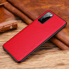 Soft Luxury Leather Snap On Case Cover R02 for Huawei Honor View 30 5G Red