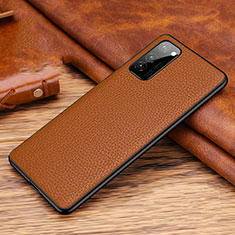 Soft Luxury Leather Snap On Case Cover R02 for Huawei Honor View 30 Pro 5G Brown