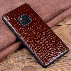 Soft Luxury Leather Snap On Case Cover R02 for Huawei Mate 20 Pro Brown