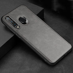 Soft Luxury Leather Snap On Case Cover R02 for Huawei Nova 4e Gray