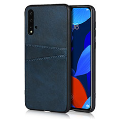Soft Luxury Leather Snap On Case Cover R02 for Huawei Nova 5 Blue
