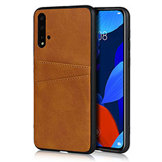 Soft Luxury Leather Snap On Case Cover R02 for Huawei Nova 5 Pro Orange