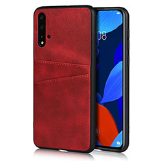 Soft Luxury Leather Snap On Case Cover R02 for Huawei Nova 5 Pro Red