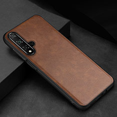 Soft Luxury Leather Snap On Case Cover R02 for Huawei Nova 5T Brown