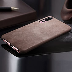 Soft Luxury Leather Snap On Case Cover R02 for Huawei P20 Pro Brown