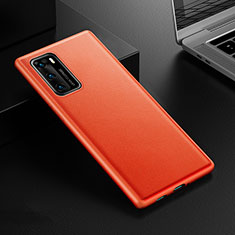 Soft Luxury Leather Snap On Case Cover R02 for Huawei P40 Orange