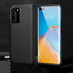 Soft Luxury Leather Snap On Case Cover R02 for Huawei P40 Pro Black