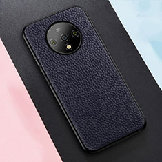 Soft Luxury Leather Snap On Case Cover R02 for OnePlus 7T Blue
