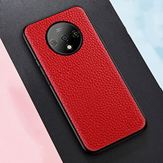 Soft Luxury Leather Snap On Case Cover R02 for OnePlus 7T Red