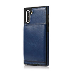 Soft Luxury Leather Snap On Case Cover R02 for Samsung Galaxy Note 10 5G Blue