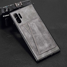 Soft Luxury Leather Snap On Case Cover R02 for Samsung Galaxy Note 10 Plus 5G Gray