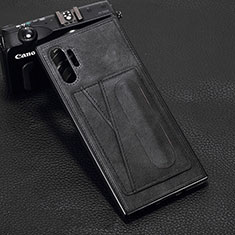 Soft Luxury Leather Snap On Case Cover R02 for Samsung Galaxy Note 10 Plus Black