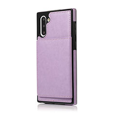 Soft Luxury Leather Snap On Case Cover R02 for Samsung Galaxy Note 10 Purple