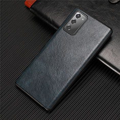 Soft Luxury Leather Snap On Case Cover R02 for Samsung Galaxy Note 20 5G Blue
