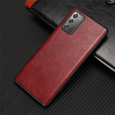 Soft Luxury Leather Snap On Case Cover R02 for Samsung Galaxy Note 20 5G Red
