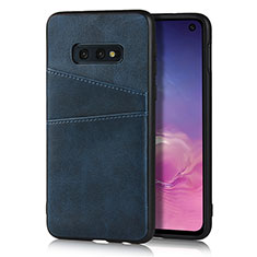 Soft Luxury Leather Snap On Case Cover R02 for Samsung Galaxy S10e Blue