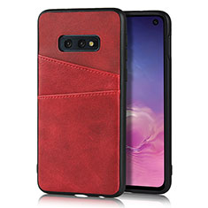Soft Luxury Leather Snap On Case Cover R02 for Samsung Galaxy S10e Red
