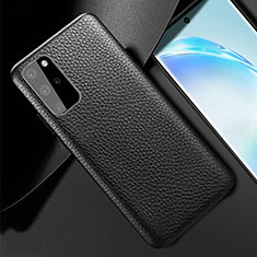 Soft Luxury Leather Snap On Case Cover R02 for Samsung Galaxy S20 Plus Black