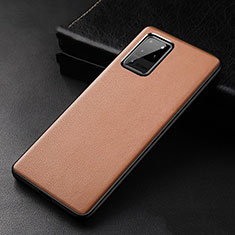 Soft Luxury Leather Snap On Case Cover R02 for Samsung Galaxy S20 Ultra Orange
