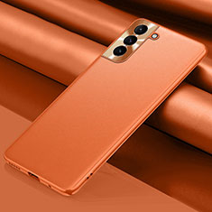 Soft Luxury Leather Snap On Case Cover R02 for Samsung Galaxy S21 5G Orange