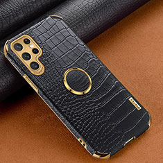 Soft Luxury Leather Snap On Case Cover R02 for Samsung Galaxy S22 Ultra 5G Black