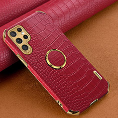 Soft Luxury Leather Snap On Case Cover R02 for Samsung Galaxy S22 Ultra 5G Red